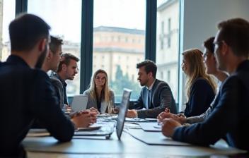 HR consultants discussing strategy in Milan