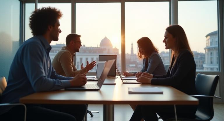 Professional HR team at work in Milan office